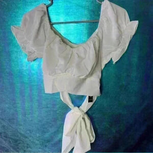 White Crop Top Blouse